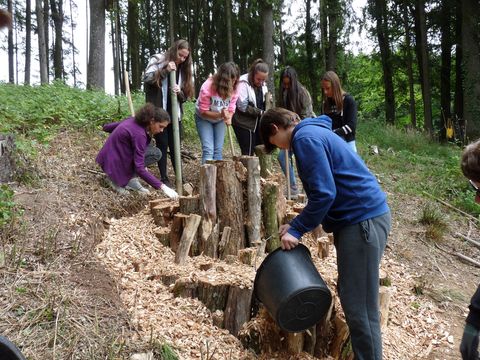 Bau der Hirschkäfermeilers in Tann